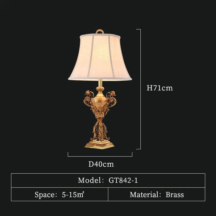 Royal Style Brass Copper LED Lamp. - D40 H71cm