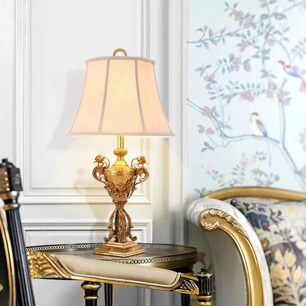 Royal Bedroom Enhancement: French Style Brass Copper LED Lamp with Warm Lighting. - BH Home Store