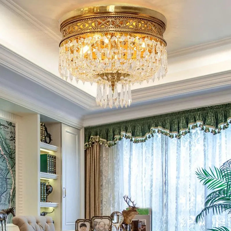 Royal Court Enchanting Crystal Ceiling Lamp - Luxurious Living Room Copper Illumination. - BH Home Store