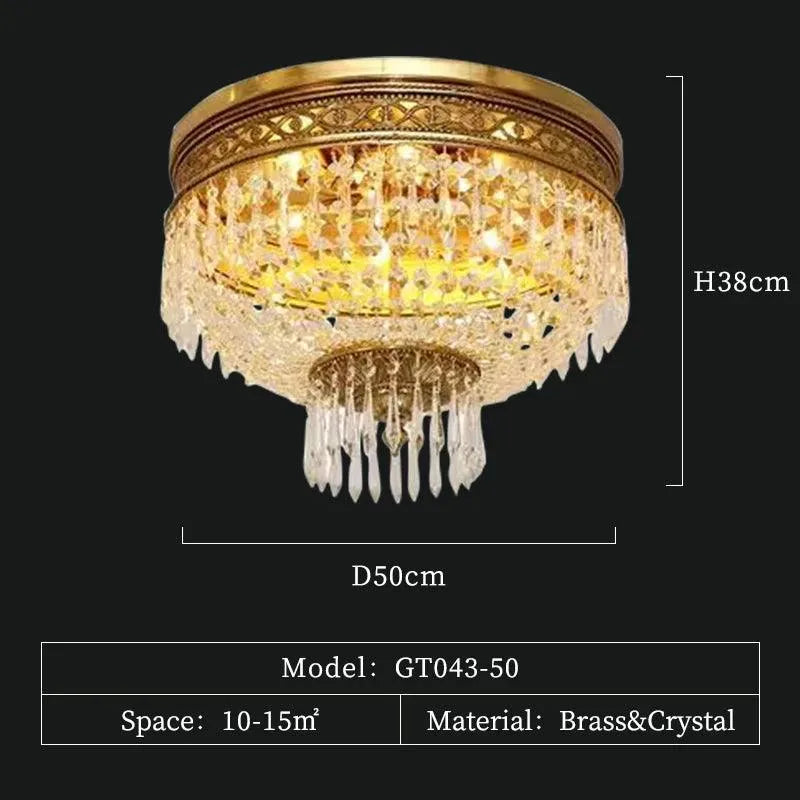 Royal Court Enchanting Crystal Ceiling Lamp - Luxurious Living Room Copper Illumination. - BH Home Store