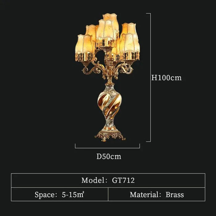 Royal European Baroque Ceramic Table Lamp. - D50 H100cm