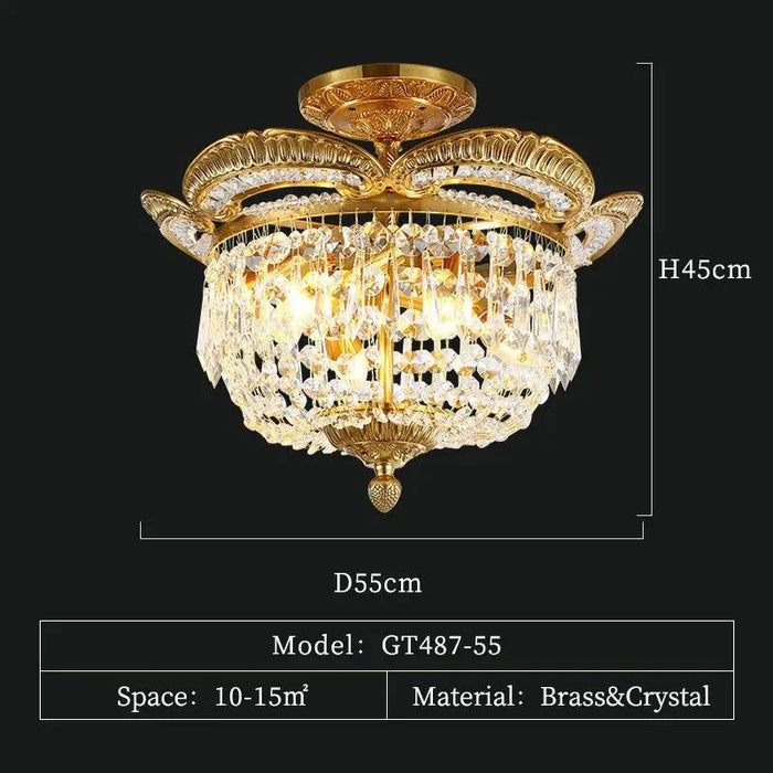 Royal European Crystal Ceiling Lamp. - D55 H45cm