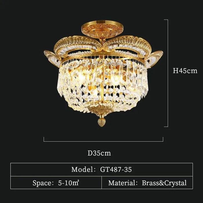Royal European Crystal Ceiling Lamp. - D35 H45cm