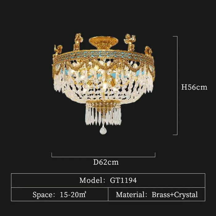 Royal French Bedroom Crystal Ceiling Lamp. - 8 lights D62 H56cm