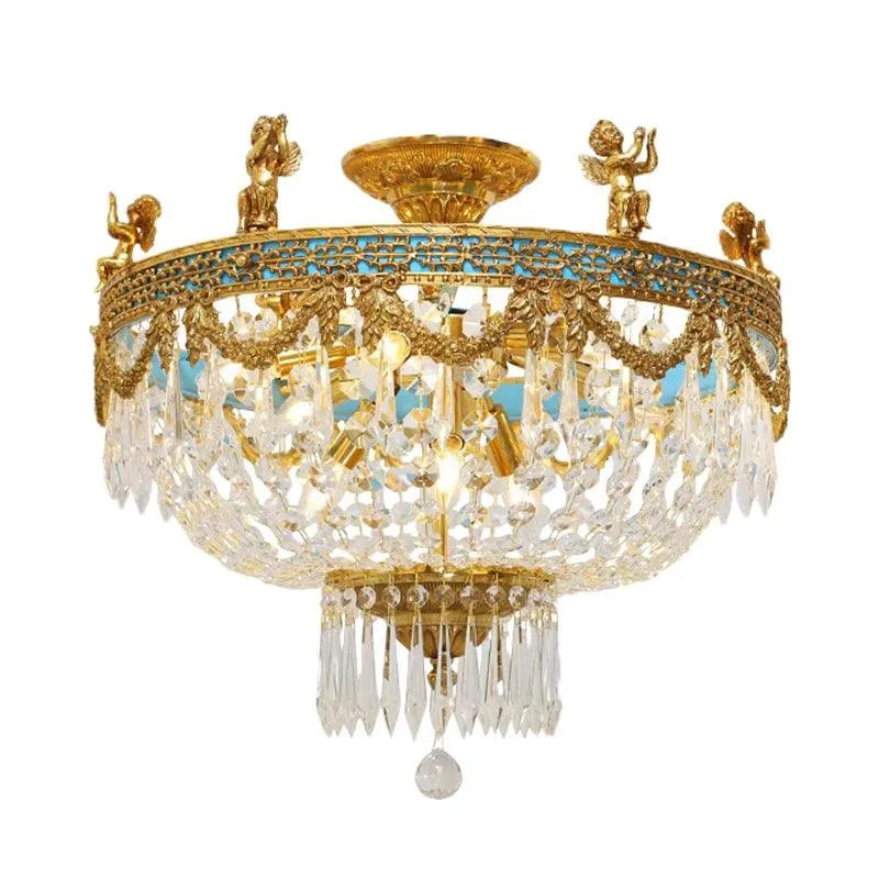 Royal French Bedroom Crystal Ceiling Lamp: Illuminate Your Sanctum with Graceful Elegance. - BH Home Store