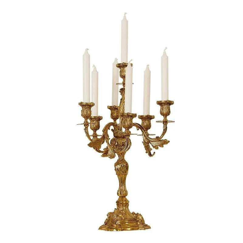 Royal French Brass Candlestick - Elevate Your Villa's Décor with Vintage Splendor. - BH Home Store