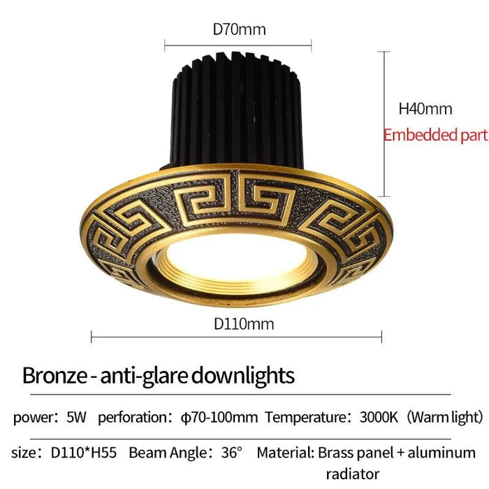 Royal Legacy of Warmth and Splendour. - Downlights Bronze / 3000K Warm Light / 5W