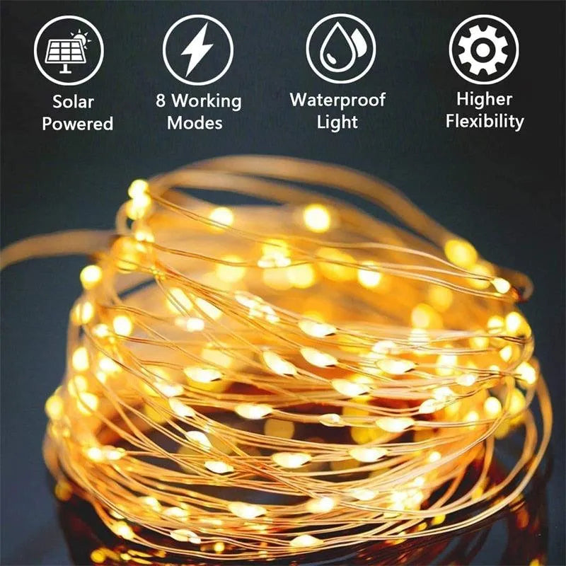 Solar-Powered LED Fairy Light String for Outdoor, Christmas, and Garden Decor. - BH Home Store