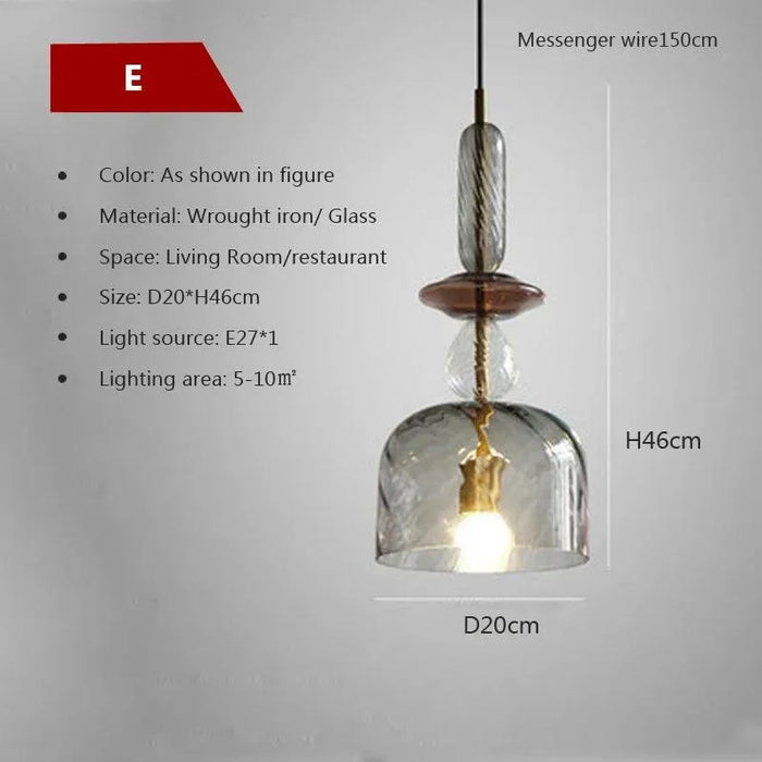 Sophisticated Candy Glass Pendant. - Style - E / Warm White