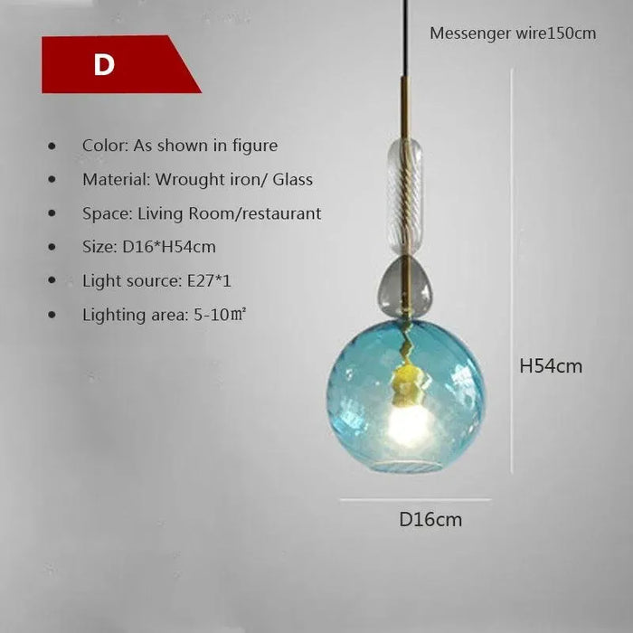 Sophisticated Candy Glass Pendant. - Style - D / Warm White