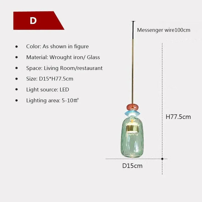 Sophisticated Candy Glass Pendant. - Style - J / Warm White
