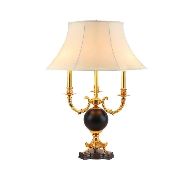 Sophisticated European Copper and Iron Table Lamp, Luxury Black Night Light for Hotel Bedside. - BH Home Store