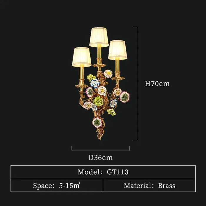 Sophisticated European Copper Wall Light, French Inspired for Living Room and Bedroom Decor. - W36 H70 E18cm