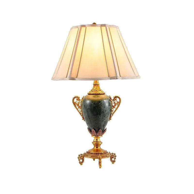 Sophisticated European Style Brass Lamp with Marble Detail, Exquisite Table Lighting for Elegant Spaces. - BH Home Store