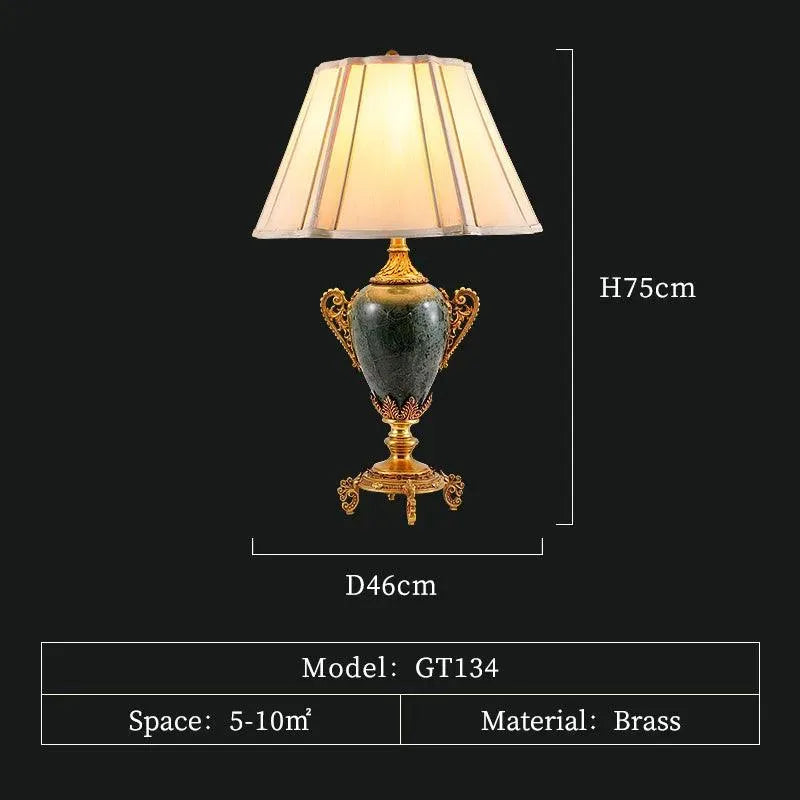 Sophisticated European Style Brass Lamp with Marble Detail, Exquisite Table Lighting for Elegant Spaces. - BH Home Store