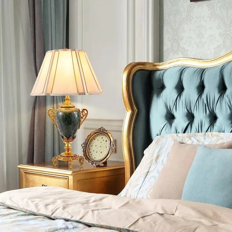 Sophisticated European Style Brass Lamp with Marble Detail, Exquisite Table Lighting for Elegant Spaces. - BH Home Store