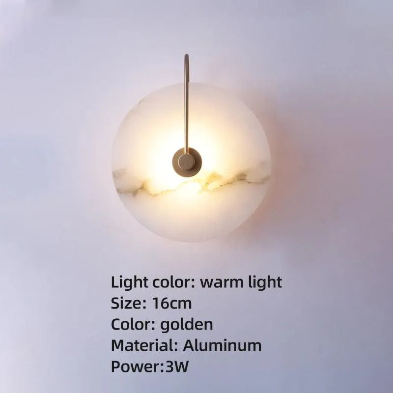 Sophisticated Marble LED Wall Lamp with Gold Accents for Modern Bedroom Decor. - BH Home Store