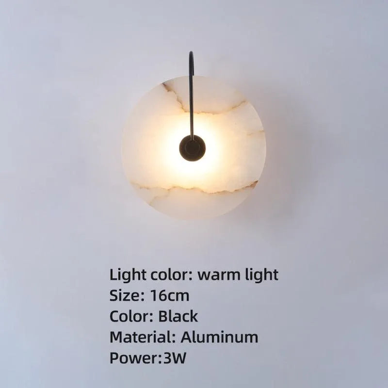 Sophisticated Marble LED Wall Lamp with Gold Accents for Modern Bedroom Decor. - BH Home Store