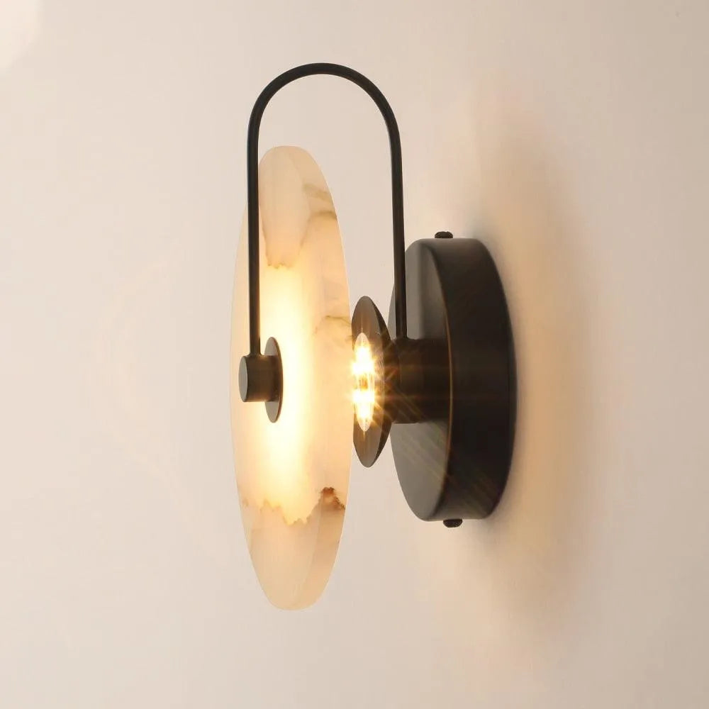 Sophisticated Marble LED Wall Lamp with Gold Accents for Modern Bedroom Decor. - BH Home Store