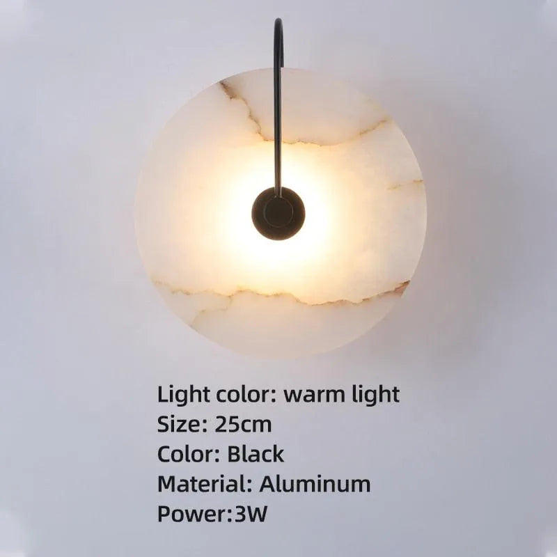 Sophisticated Marble LED Wall Lamp with Gold Accents for Modern Bedroom Decor. - BH Home Store