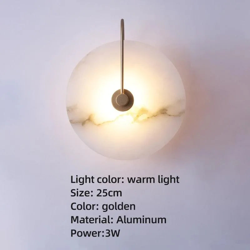 Sophisticated Marble LED Wall Lamp with Gold Accents for Modern Bedroom Decor. - BH Home Store