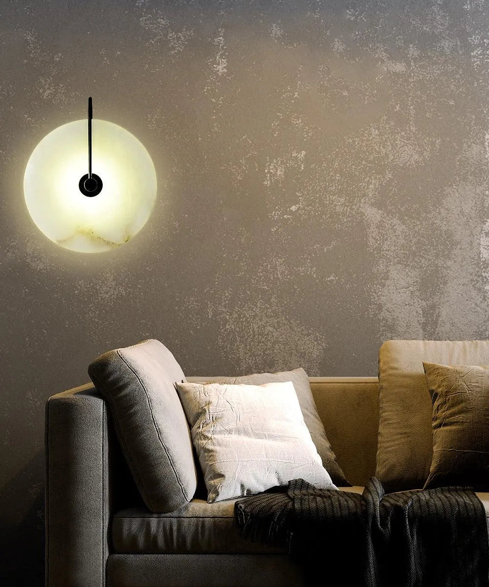 Sophisticated Marble LED Wall Lamp with Gold Accents for Modern Bedroom Decor. - BH Home Store