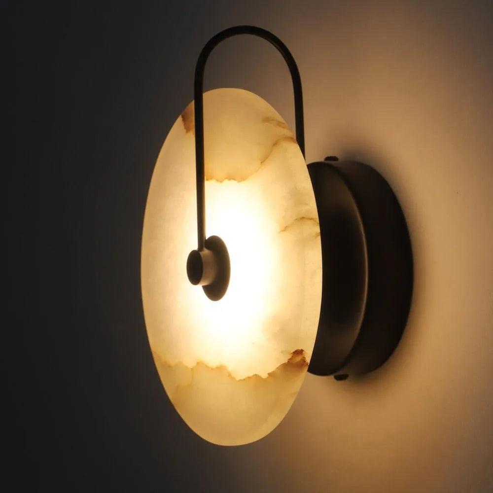 Sophisticated Marble LED Wall Lamp with Gold Accents for Modern Bedroom Decor. - BH Home Store