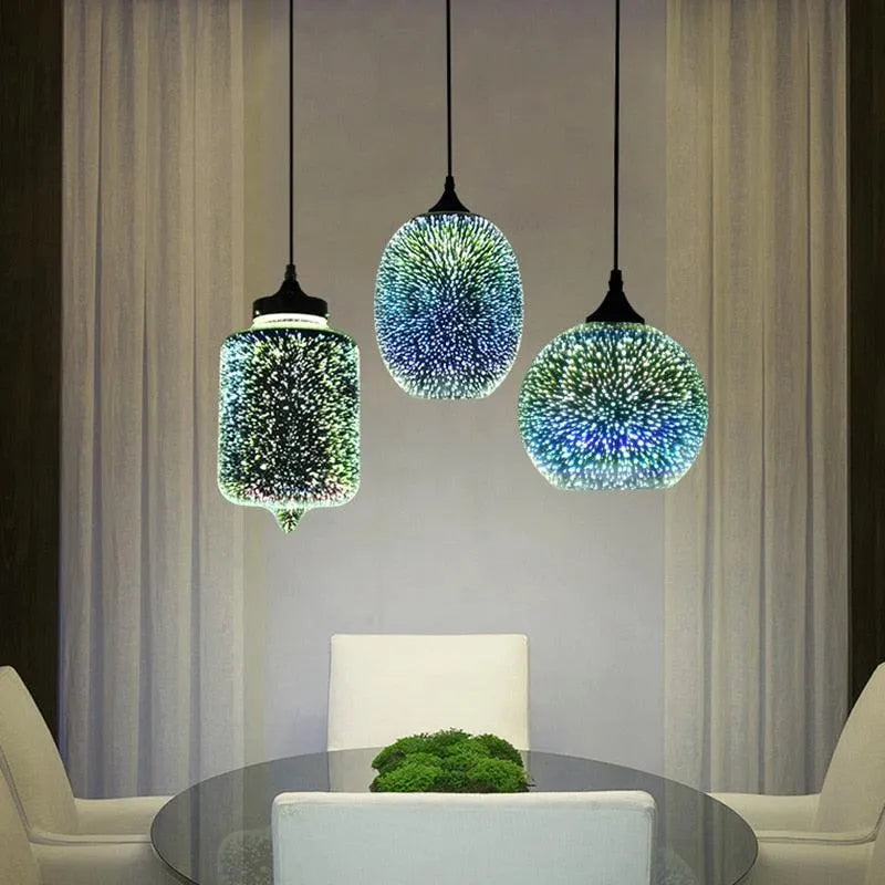 3D Fireworks Glass Pendant.