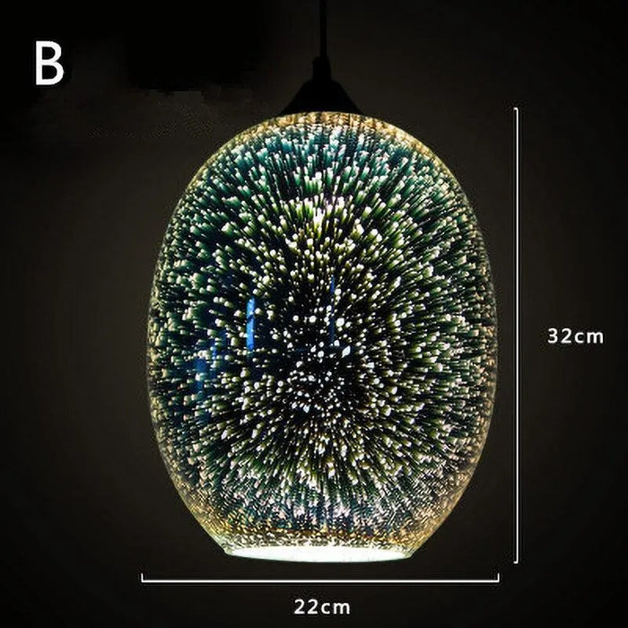 3D Fireworks Glass Pendant. - B