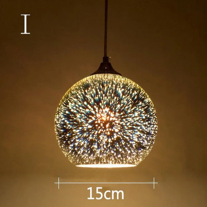 3D Fireworks Glass Pendant. - I-15CM