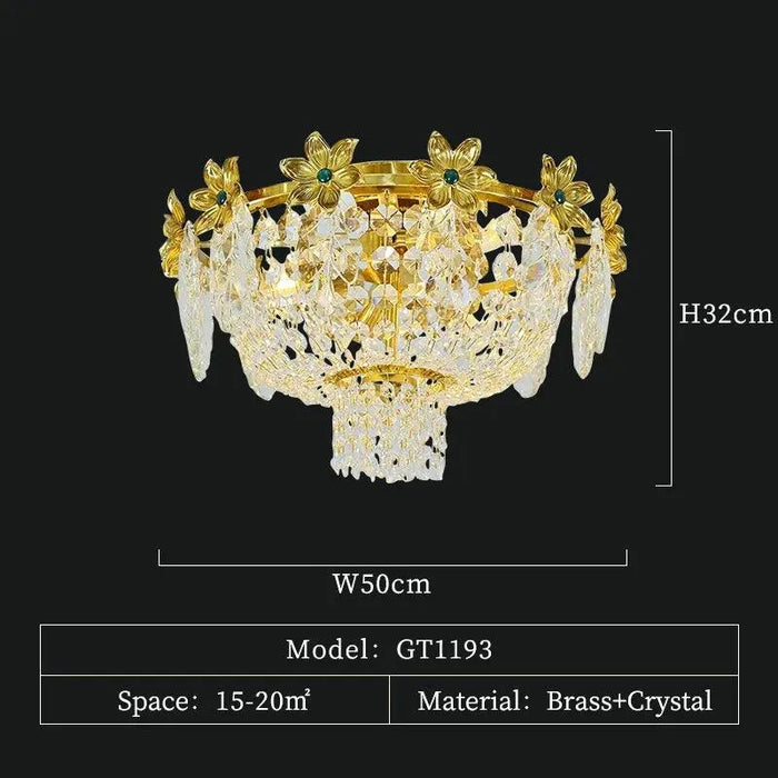 Versailles Brass Crystal Ceiling Light. - 4 lights D50 H32cm