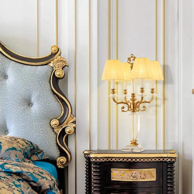 Vintage French Villa-Inspired Copper Table Lamp with Exquisite Crystal Decoration. - BH Home Store