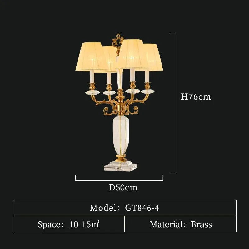 Vintage French Villa-Inspired Copper Table Lamp with Exquisite Crystal Decoration. - BH Home Store