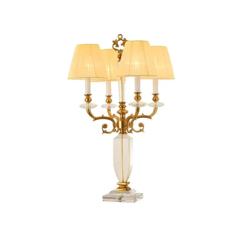 Vintage French Villa-Inspired Copper Table Lamp with Exquisite Crystal Decoration. - BH Home Store