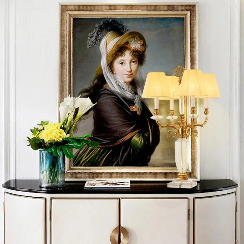 Vintage French Villa-Inspired Copper Table Lamp with Exquisite Crystal Decoration. - BH Home Store