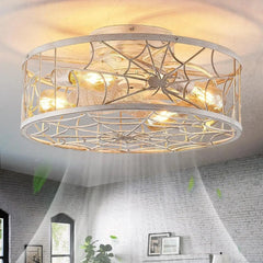 White Flush Mount Ceiling Fan.