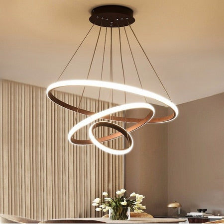 Chic Black LED Chandelier: Contemporary Lighting for Stylish Indoor Living and Dining. - BH Home Store